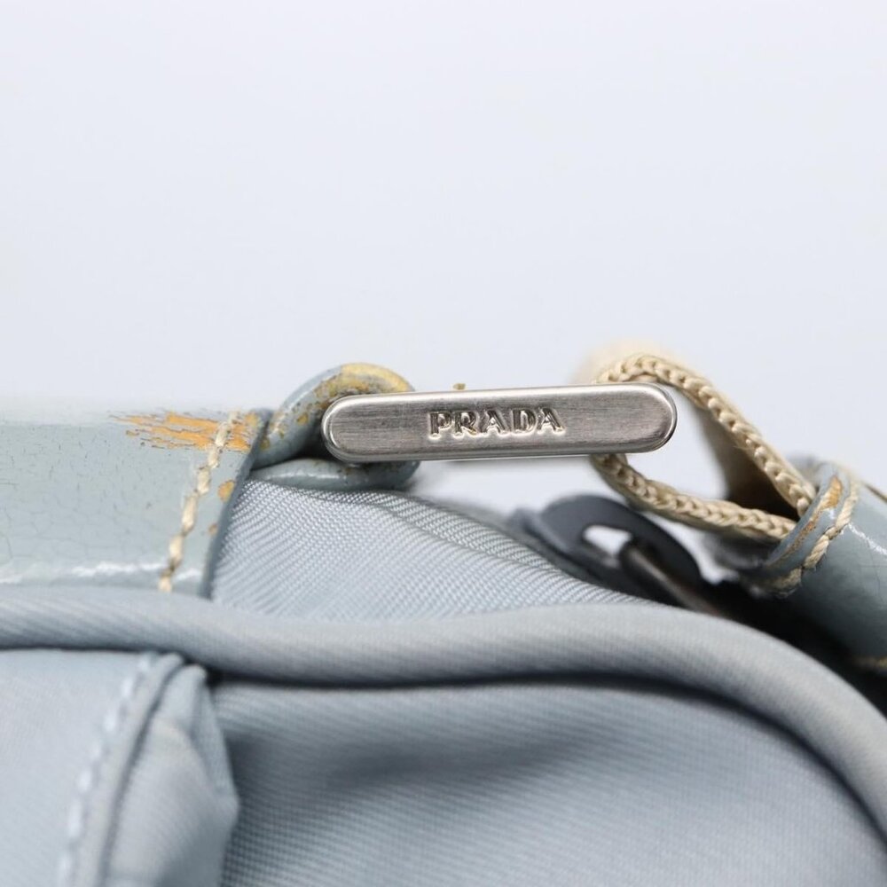 Authentic PRADA Shoulder Bag Nylon Light Blue Silver - Picture 15 of 16